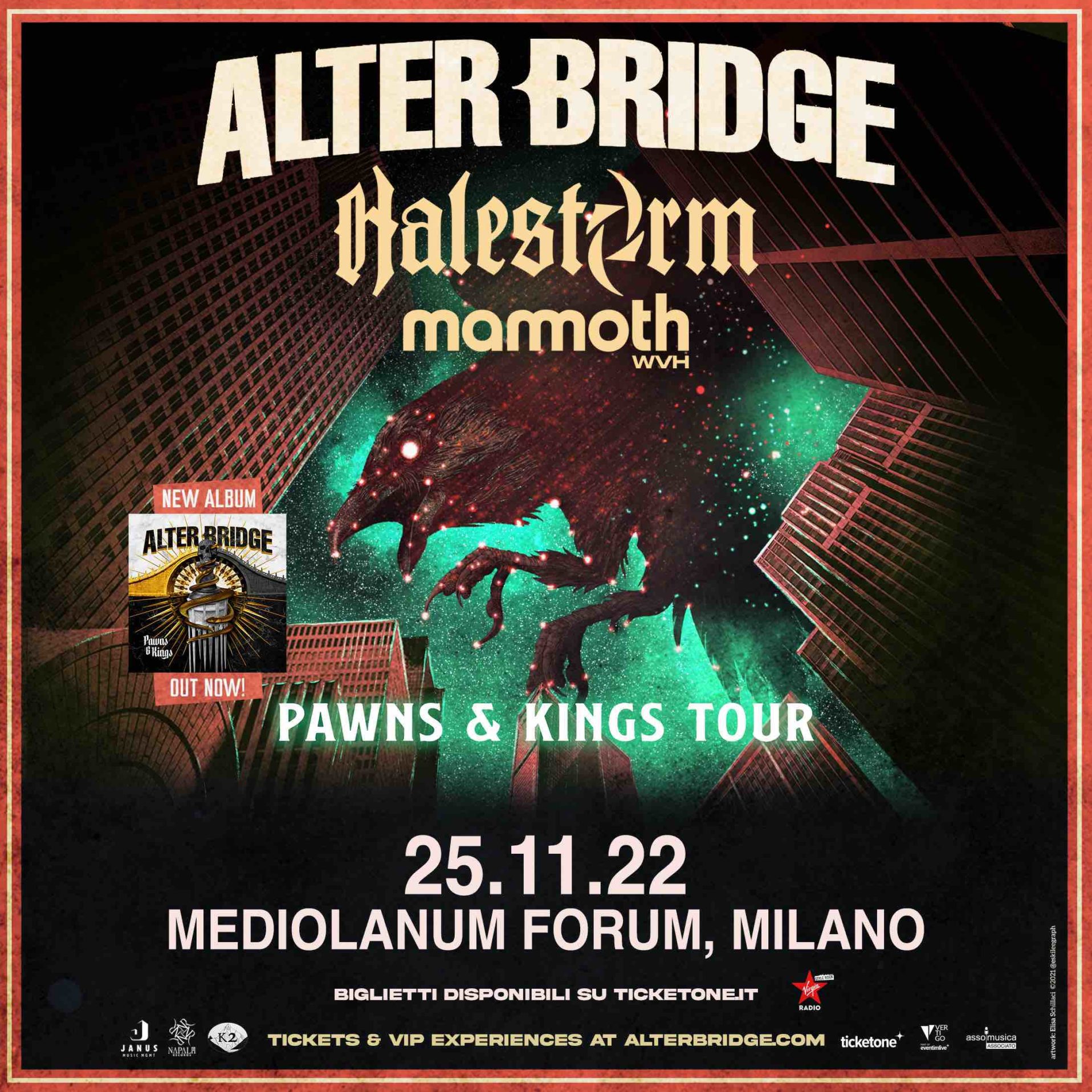 ALTER BRIDGE: gli orari del concerto di Milano