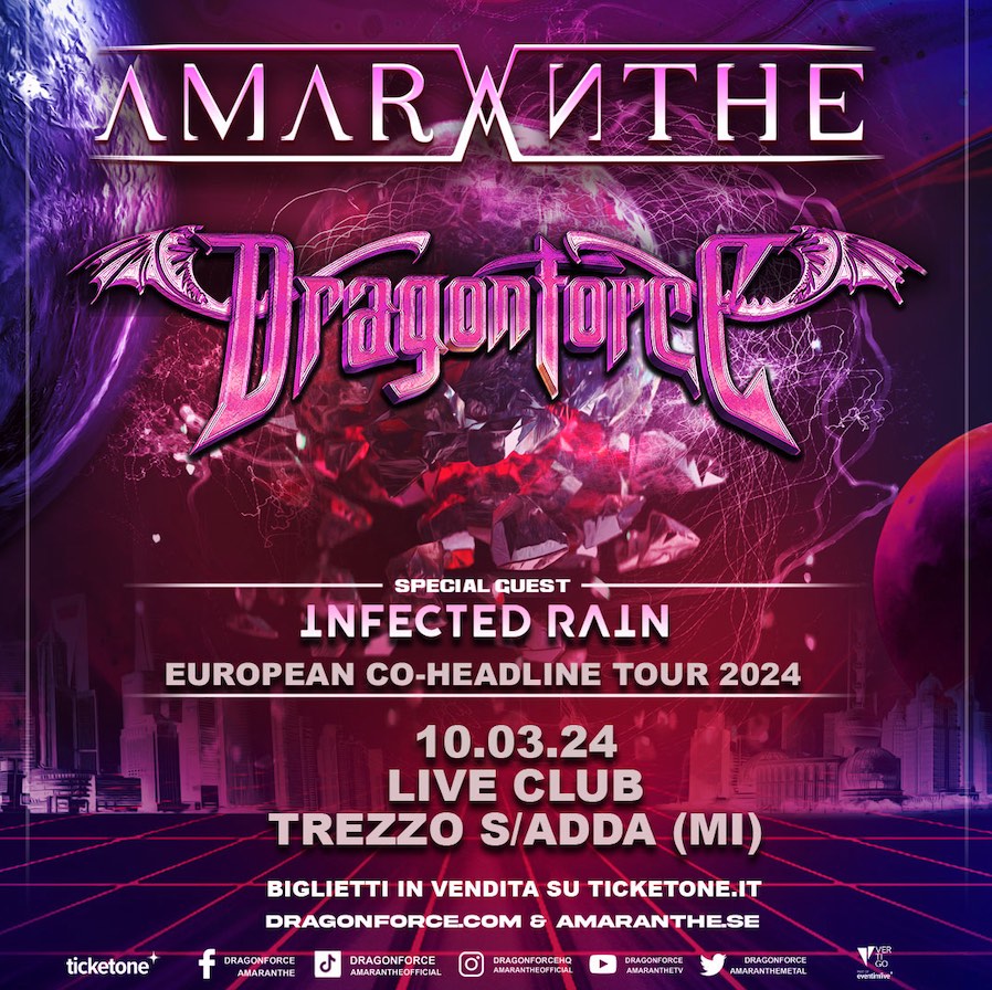 AMARANTHE e DRAGONFORCE: una data a Trezzo sull’Adda nel 2024