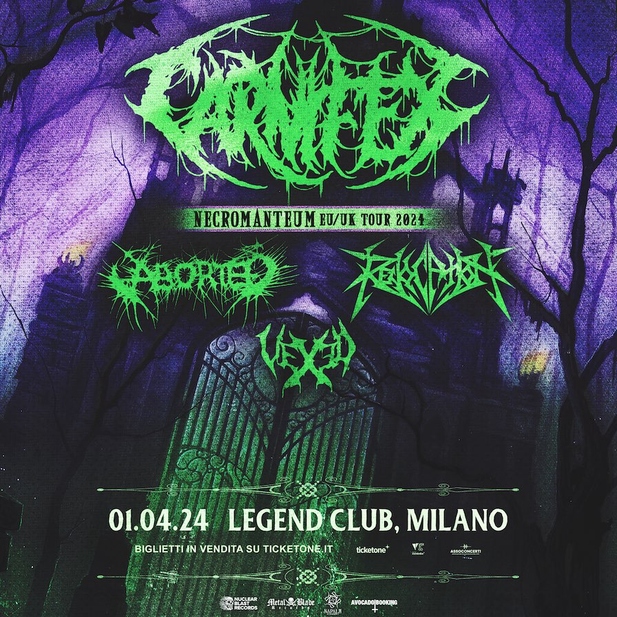 CARNIFEX: una data a Milano nel 2024 insieme ad Aborted, Revocation e Vexed